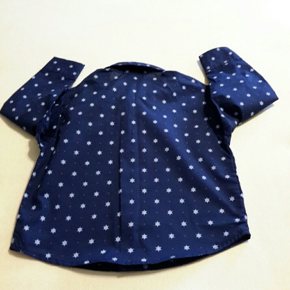 NAUTICA BUTTON SHIRT (NAVY/WHITE) D-12 - Picture 2 of 4